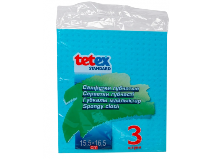 Салфетка бытовая губчатая tetex, 165*155 мм, 3 шт/упак